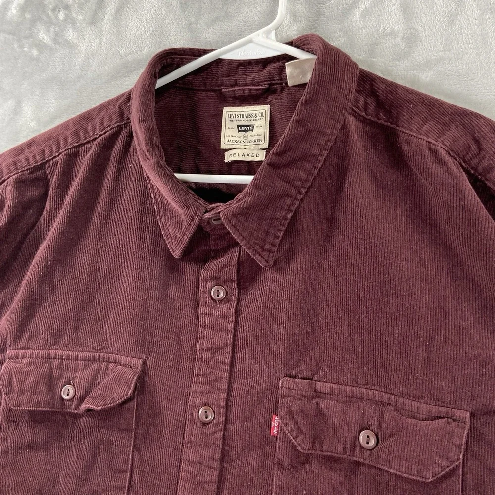 Levi's Shirt Mens XXL Corduroy Jackson Worker Button Up Relaxed Fit Red 2XL